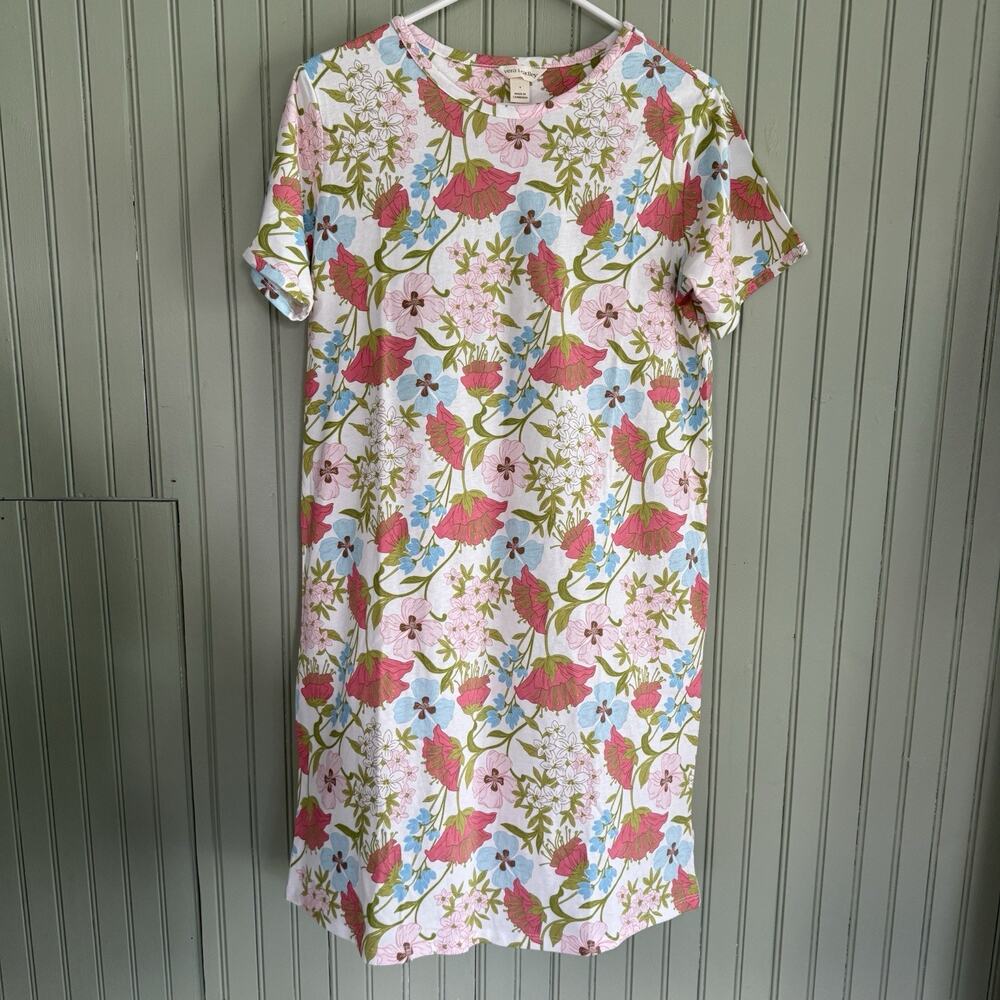 Vera Bradley Women's Cotton Sleep Shirt Floral Nightgown Small Pink Blue